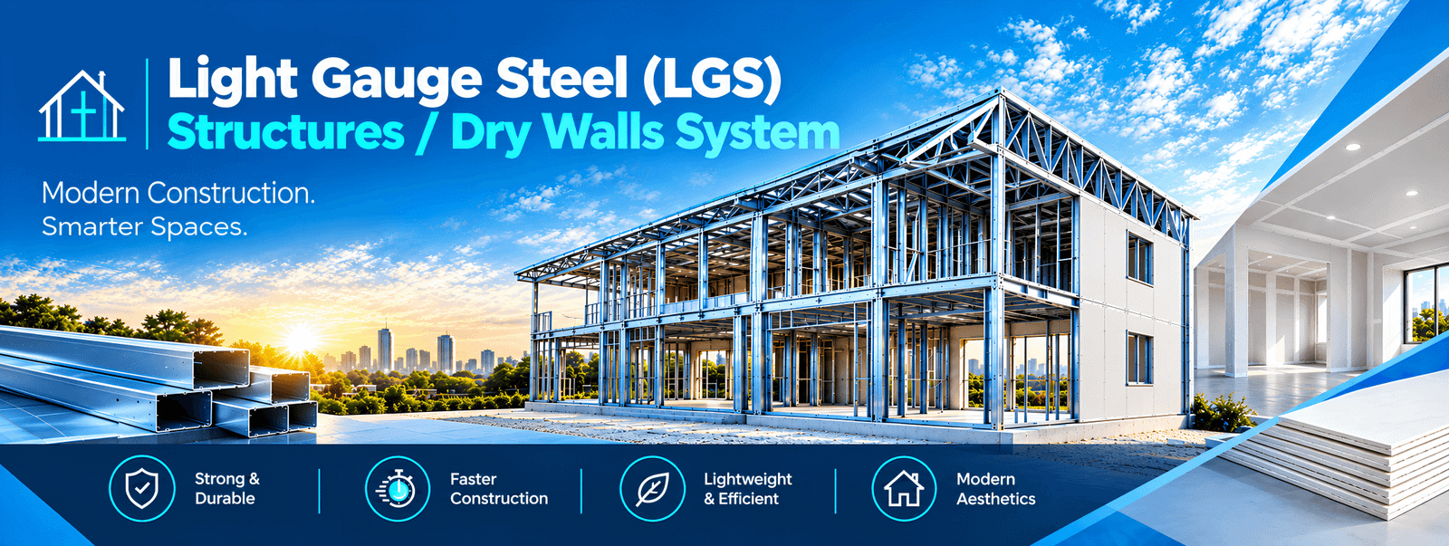 Light Gauge Steel structures and dry wall banner